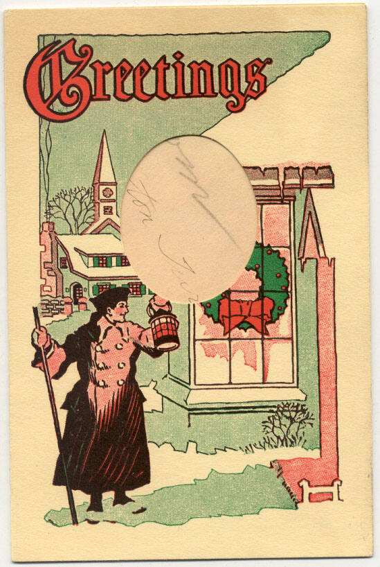 Christmas greeting card with a signiture of Newton Turcot