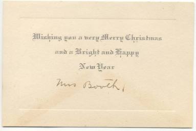 Christmas Card signed by Mrs Booth