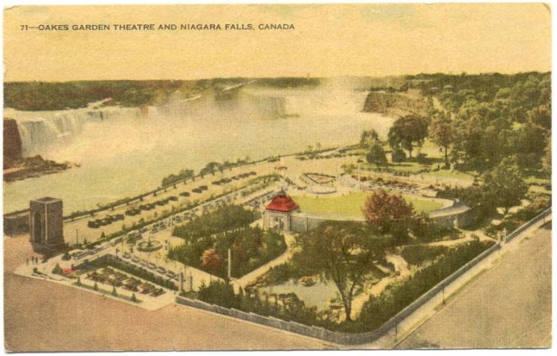 Postcard of the Oakes Garden Theatre and Niagra falls