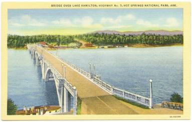 AR Postcard - Lake Hamilton Bridge, Hot Springs