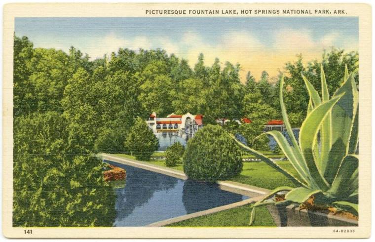 AR Postcard - Fountain Lake, Hot Springs