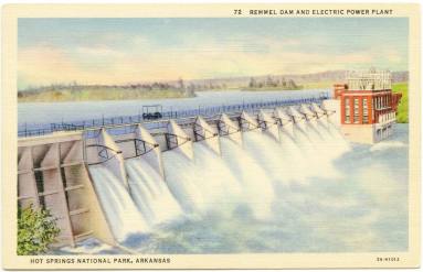 AR Postcard - Remmel Dam & Electric Power Plant, Hot Springs