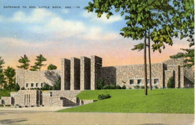 AR Postcard - Entrance to Little Rock Zoo