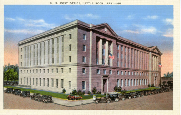 AR Postcard - U.S. Post Office in Little Rock