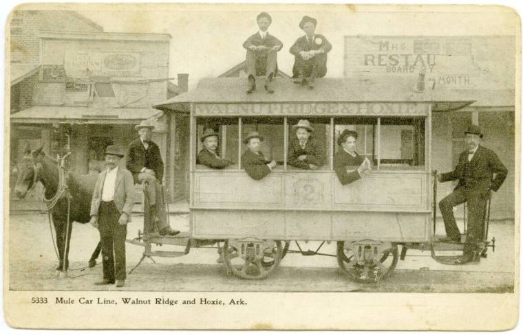 AR Postcard - Mule Car Line in Walnut Ridge