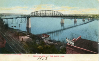 "Free Bridge, Little Rock, Ark 1908" Postcard