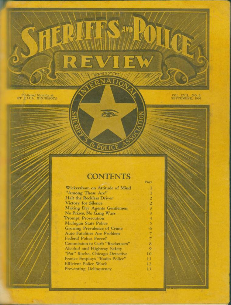 "Sheriffs and Police Review" a 1930 magazine