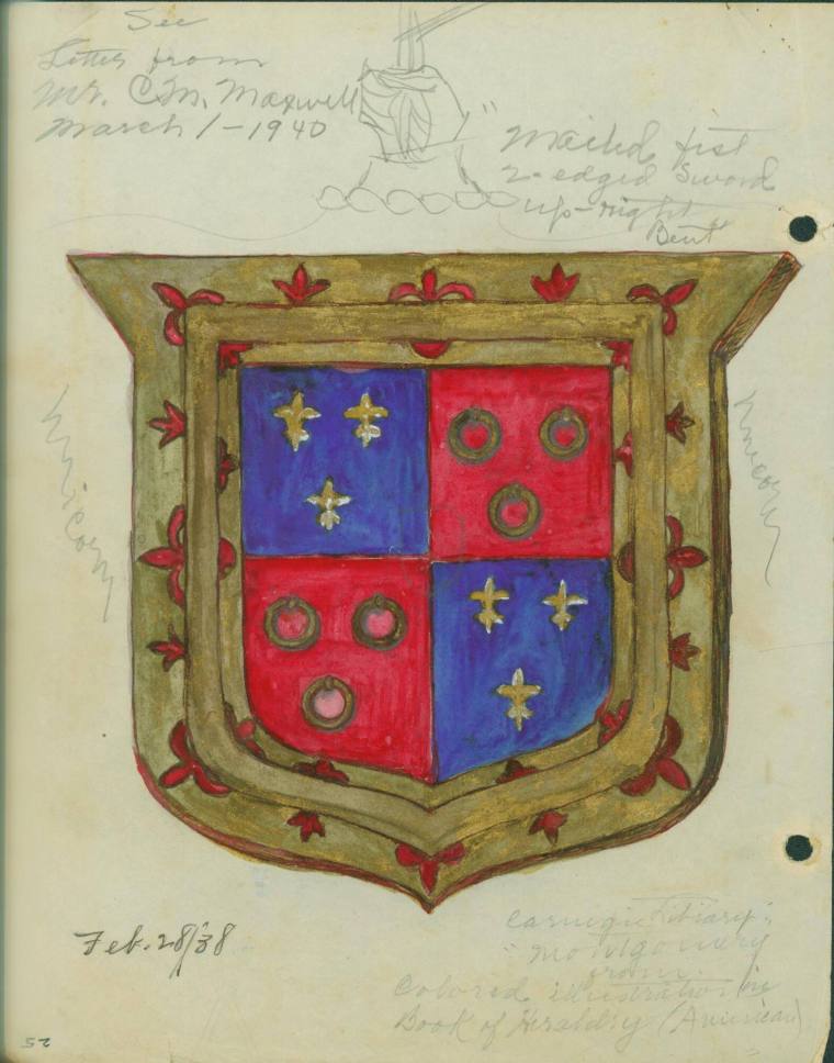 Drawing based on "Montgomery" Colored Illist. Book of Heraldry