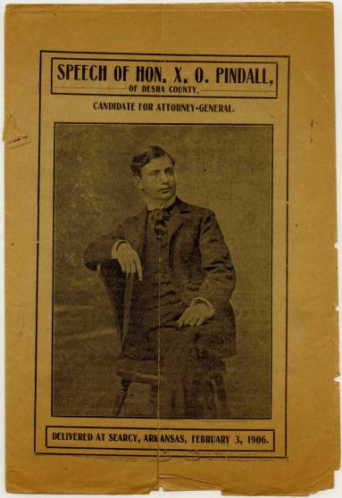 Program for a speech by the Hon. X.O. Pindall in 1906