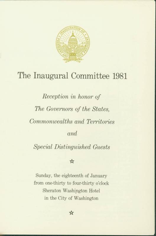 Gov. White's program to "The Inaugural Committe 1981" 