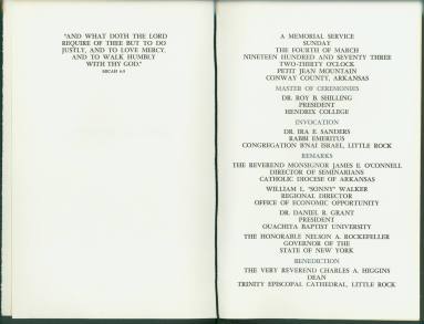 Program from Rockefeller’s memorial service in 1973