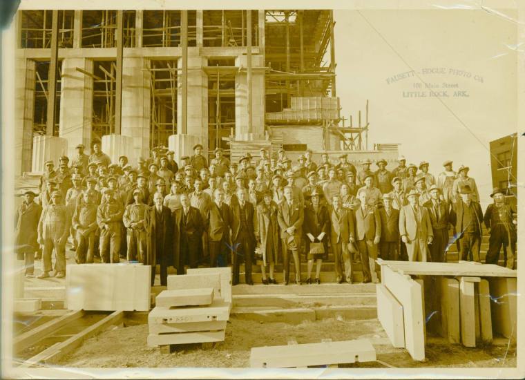 Photograph of Robinson Auditorium while under construction