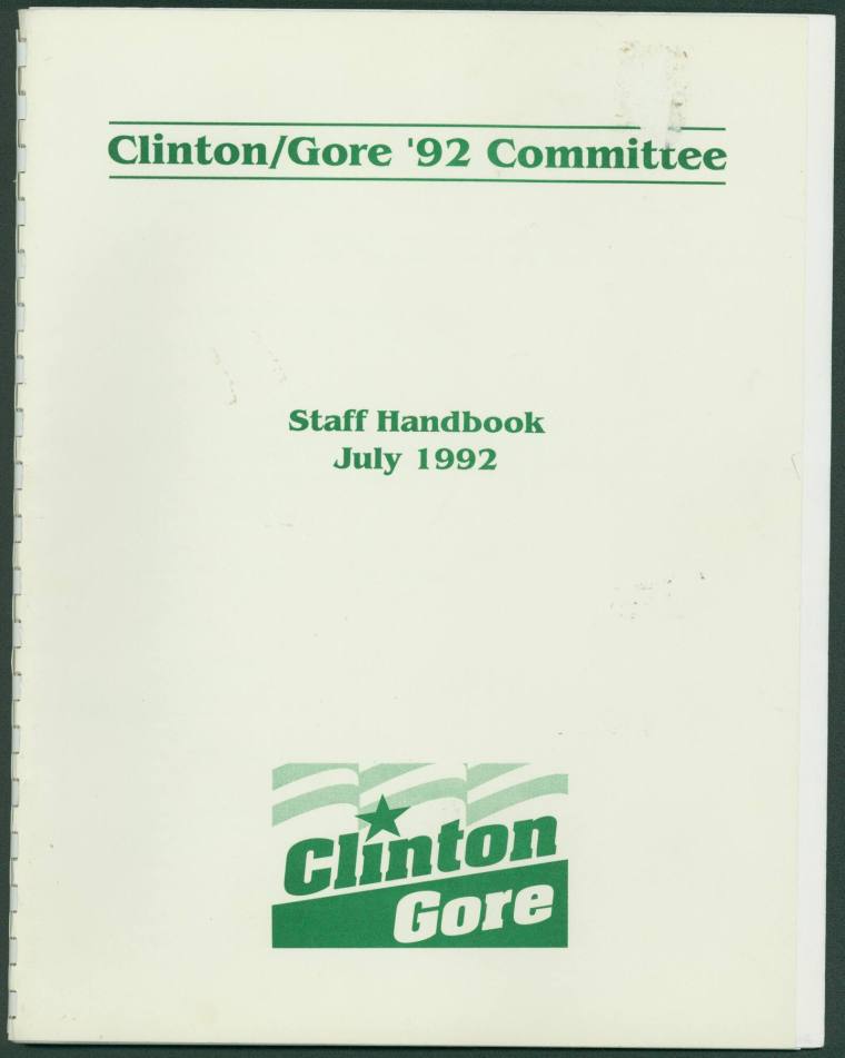 Clinton/Gore '92 Committee Staff Handbook. 