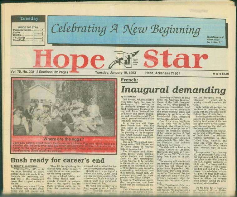 "Hope Star" newspaper from January 19, 1993.