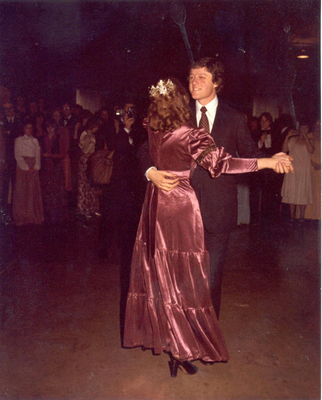 Color photo of Gov. & Hillary Clinton dancing at his inaugural ball.