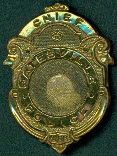 Gold badge for the Chief of Police of Batesville, Arkansas. 