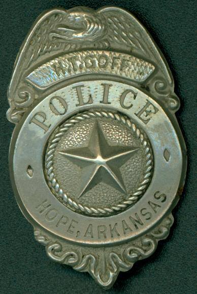 Badge for "H.T. Goff" of the Hope, Arkansas Police Department.