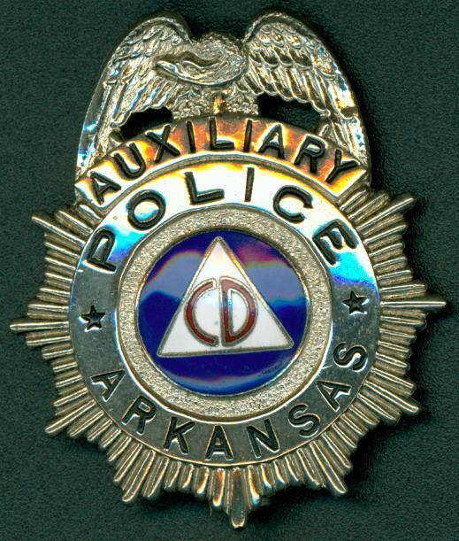 Badge for an Auxiliary Police Officer for the state of Arkansas.