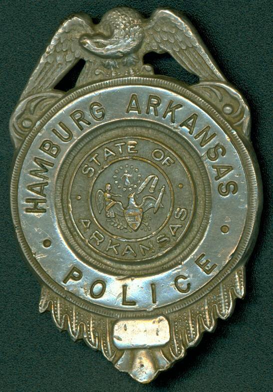 Police badge from Hamburg, Arkansas.