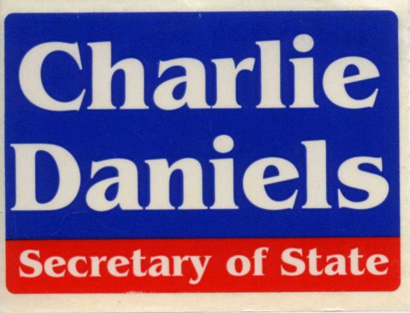 "Charlie Daniels: Secretary of State" sticker.