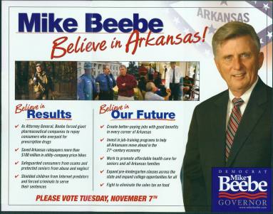 Pamphlet for Mike Beebe's 2006 Gubernatorial Campaign. 