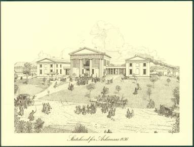 "Statehood for Arkansas, 1836" print of the Old State House.