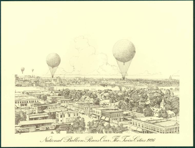 "National Balloon Races Over the Twin Cities 1926" print.