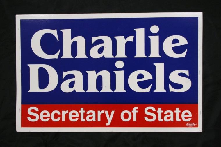 Charlie Daniel's Secretary of State Campaign Sign.