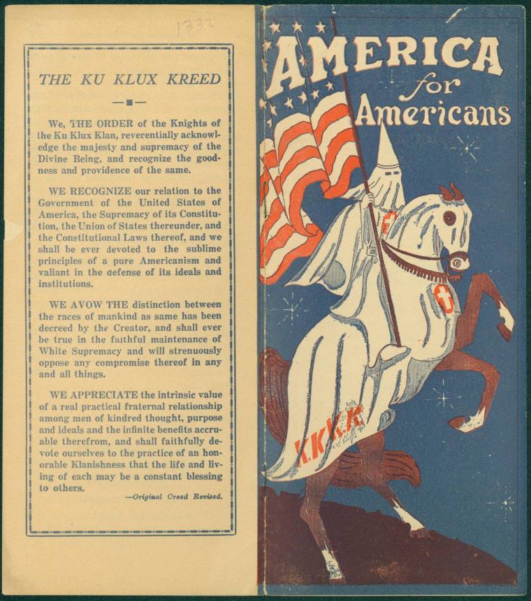 KKK Booklet with "The Ku Klux Kreed" on back.