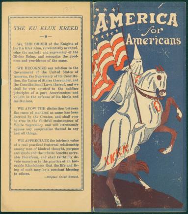 KKK Booklet with "The Ku Klux Kreed" on back.