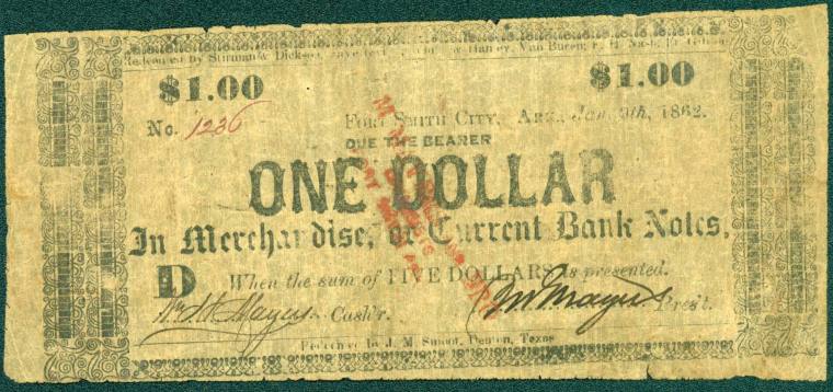 Scrip, Arkansas Confederate - One Dollar