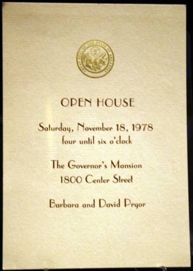 Invitation, Governor's Manson Open House - Governor David Pryor