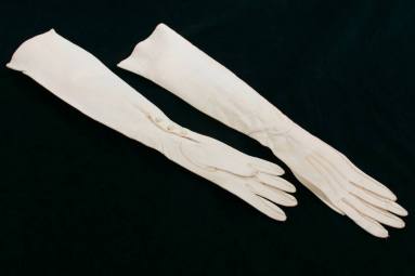 Mrs. McMath's formal sixteen inch white kid opera gloves