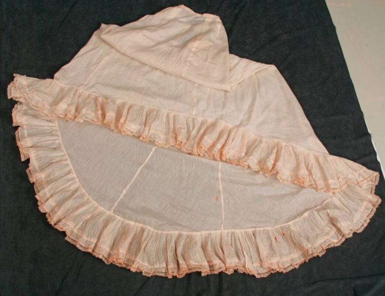 Mrs. Bough's white slip with train and net lace trim