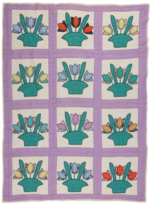 Purple and White Tulip Basket Quilt