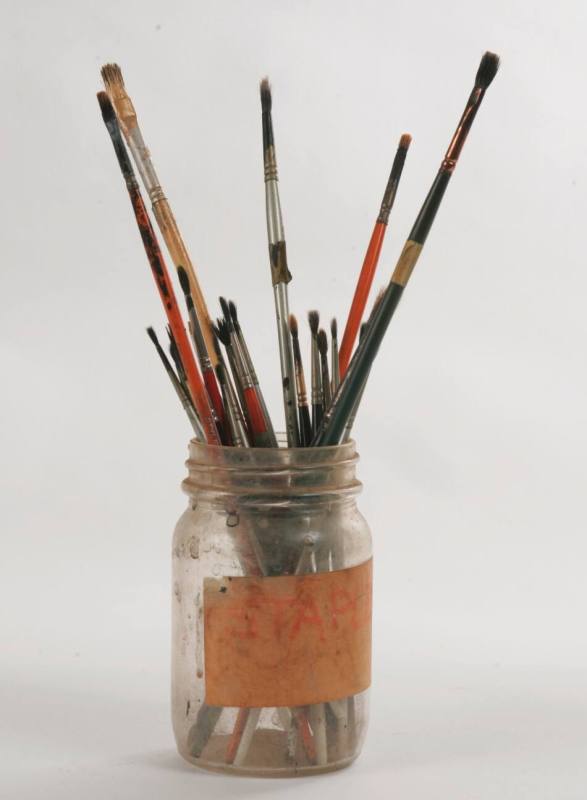 AR Politics - George Fisher's mason jar for brushes