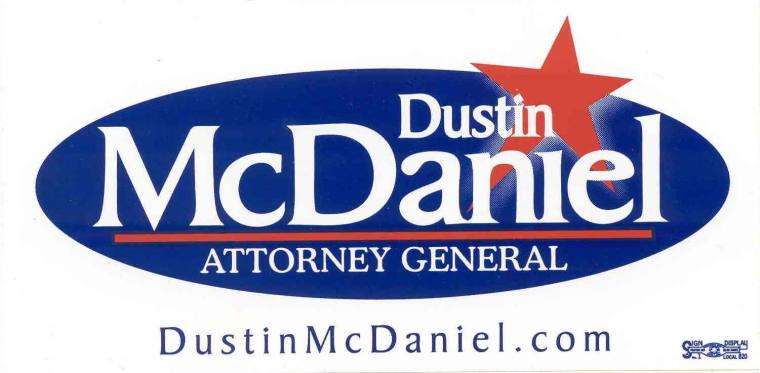 AR Politics - Dustin McDaniel bumper sticker