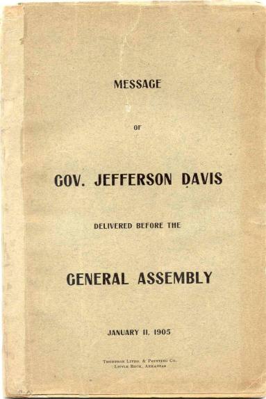 AR Politics - Jeff Davis's Message to the General Assembly