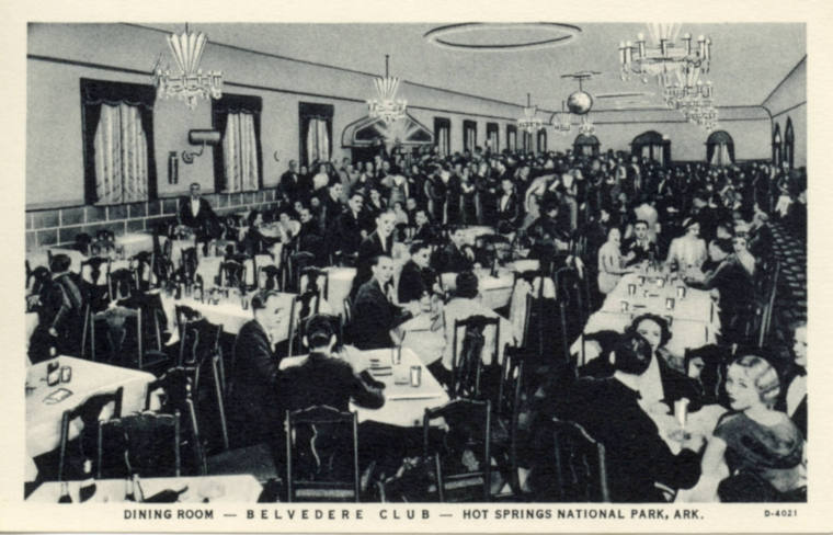 AR Eateries - Postcard of Belvedere Club in Hot Springs